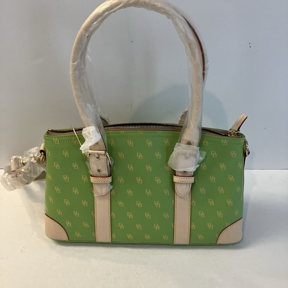 DOONEY & BOURKE Lime Green Logo Zip Satchel w Wristlet, Glasses, ID Cases - NWOT - Picture 4 of 8
